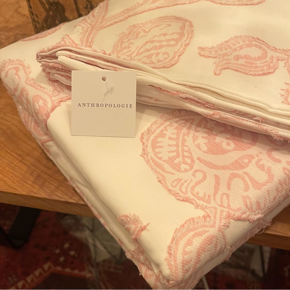NEW Anthropologie Pink Embroidered Floral Jacquard Cotton Bedding Duvet Sham Set - Picture 8 of 10